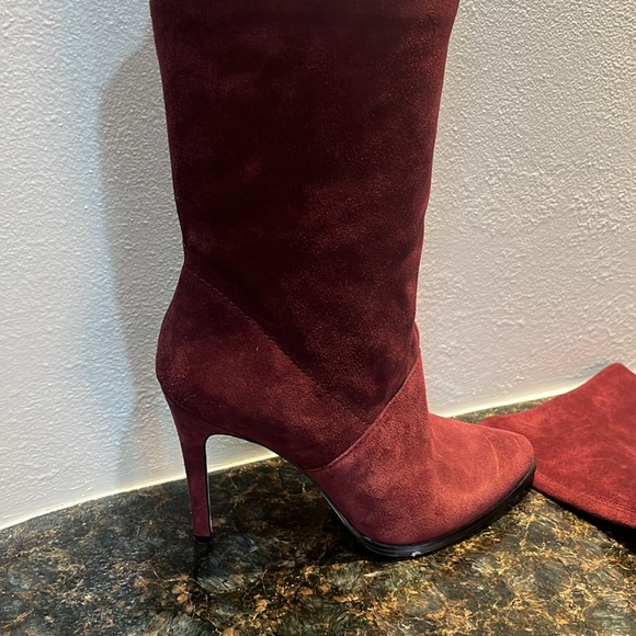 BCBG Burgundy suede women's booties. Women's size: 8 - Picture 2 of 6